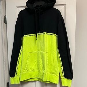 American Eagle Outfitters Black and Neon Yellow Hoodie